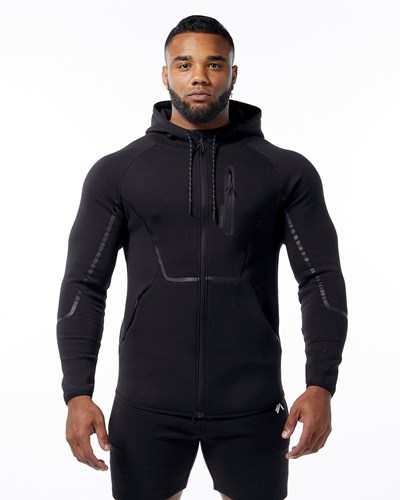 Alphalete Interlock Knit Full-Zip Hoodie Mustat | 207NQCJUT