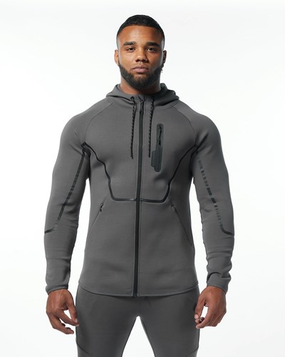 Alphalete Interlock Knit Full-Zip Hoodie Charcoal | 372ENCMVK