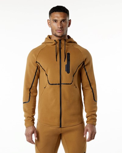 Alphalete Interlock Knit Full-Zip Hoodie Almond | 723ZPYRSW