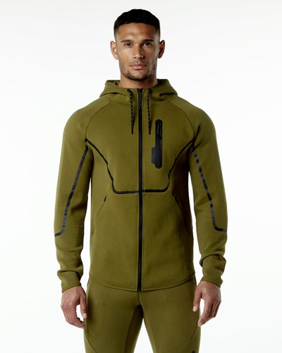 Alphalete Interlock Knit Full-Zip Hoodie Moss | 746YEADNX
