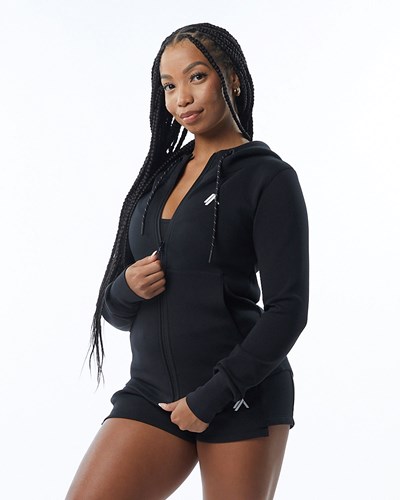 Alphalete Interlock Knit Full-Zip Hoodie Mustat | 759LNWMZI