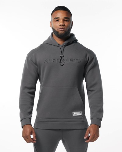 Alphalete Interlock Knit Hoodie Charcoal | 816TZYKJH