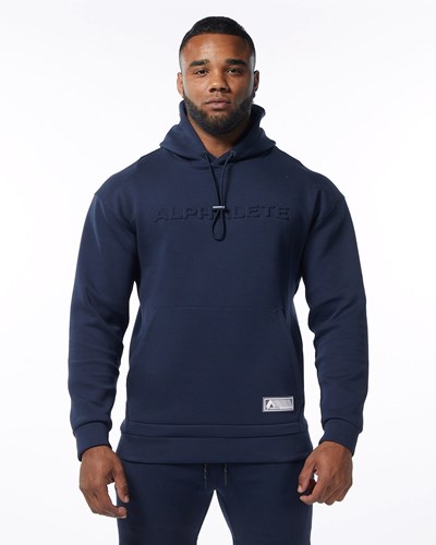 Alphalete Interlock Knit Hoodie Laivastonsininen | 251JSKHOY