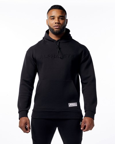 Alphalete Interlock Knit Hoodie Mustat | 958LTQCSZ