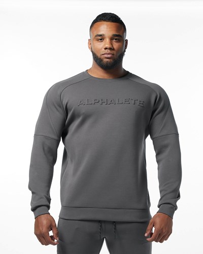 Alphalete Interlock Knit Pullover Charcoal | 435DUXYAO