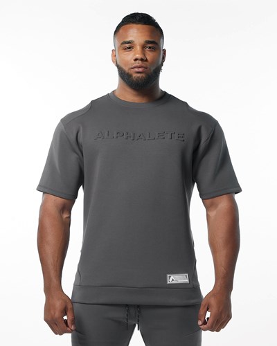Alphalete Interlock Knit Pullover Charcoal | 605PRBILH