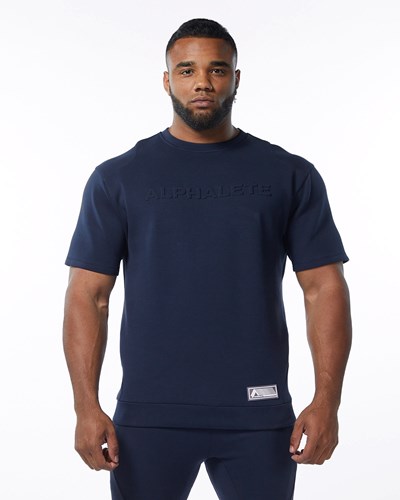 Alphalete Interlock Knit Pullover Laivastonsininen | 061LHUAPG