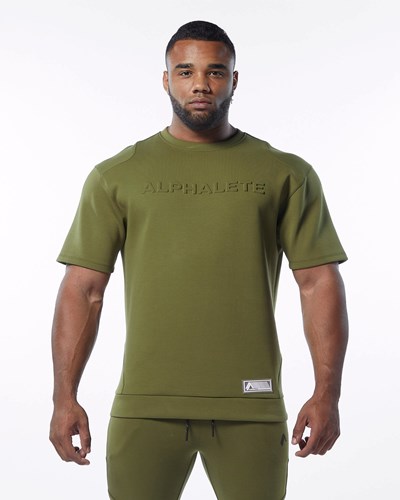 Alphalete Interlock Knit Pullover Oliivinvihreä | 863JVYTIE