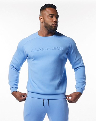 Alphalete Interlock Knit Pullover Vaaleansininen | 640DNTQIZ