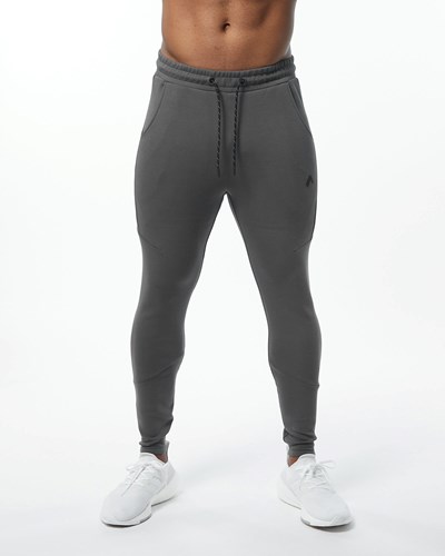 Alphalete Interlock Knit Zip Jogger Charcoal | 085QPWJLA
