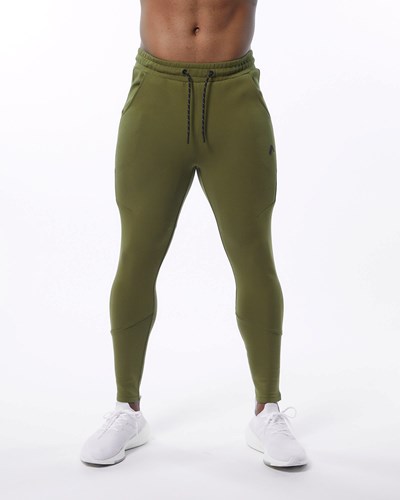 Alphalete Interlock Knit Zip Jogger Oliivinvihreä | 954ULIARP
