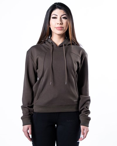Alphalete Luxury Velvet Vuoratut Hoodie Tummanruskea | 389RAWYMX