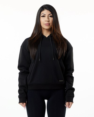 Alphalete Luxury Velvet Vuoratut Hoodie Mustat | 857RKOGSH