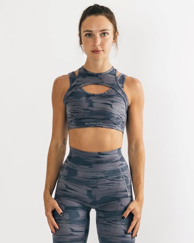 Alphalete Medium Impact Bra Harmaat Camo | 718RNTIBY
