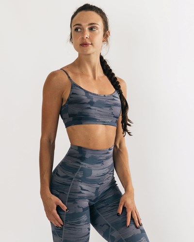 Alphalete Medium Impact Bra Harmaat Camo | 842QPUJNA