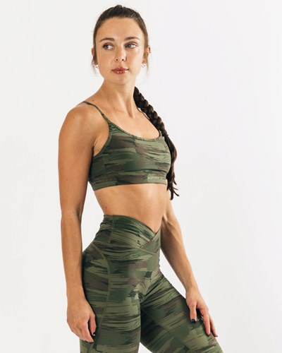 Alphalete Medium Impact Bra Oliivinvihreä Camo | 025TWYEGF