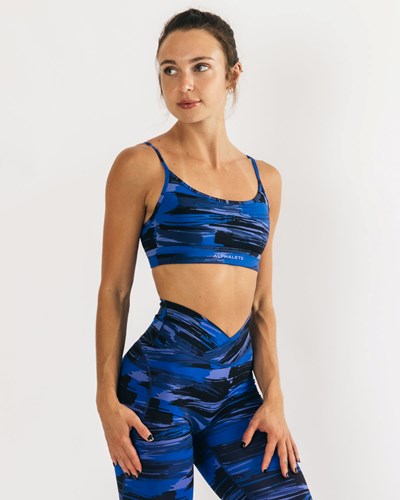Alphalete Medium Impact Bra Sininen Camo | 958YRCIND