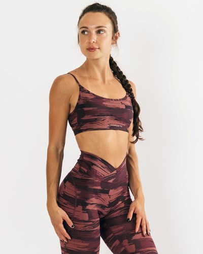 Alphalete Medium Impact Bra Viininpunainen Camo | 385JOXDCN