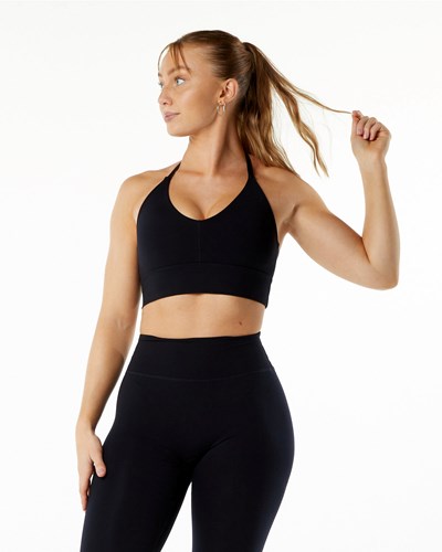 Alphalete Medium-Impact Luxury Sports Bra Mustat | 942GSQIKU