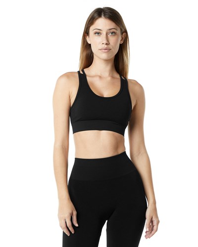 Alphalete Medium-Impact Seamless Sports Bra Mustat | 324CFJHVR