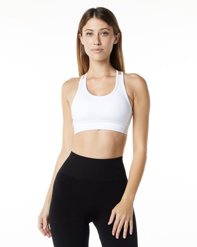 Alphalete Medium-Impact Seamless Sports Bra Valkoinen | 732AOGREI