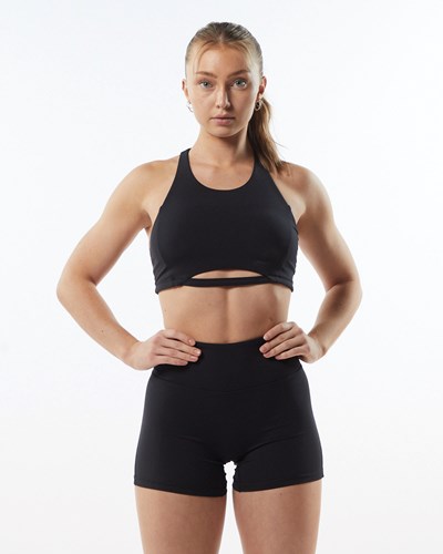 Alphalete Medium-Support One Piece Sports Bra Blackout | 804PKXIVW