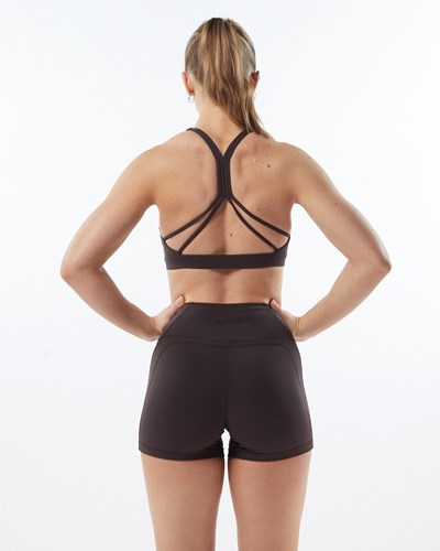 Alphalete Medium-Support Strap Open Back Sports Bra Harmaat | 430UPACZE