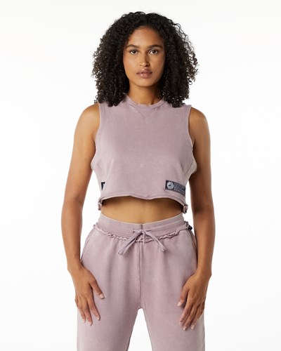 Alphalete Mid-Weight Washed Terry Crop Cutoff Pinkki | 139LHMFVY