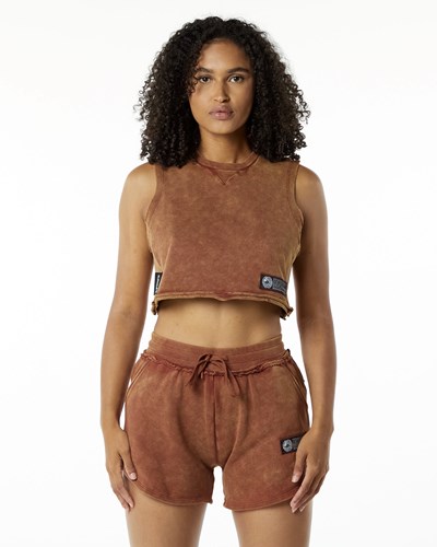 Alphalete Mid-Weight Washed Terry Crop Cutoff Bloodstone | 932NFQYGS