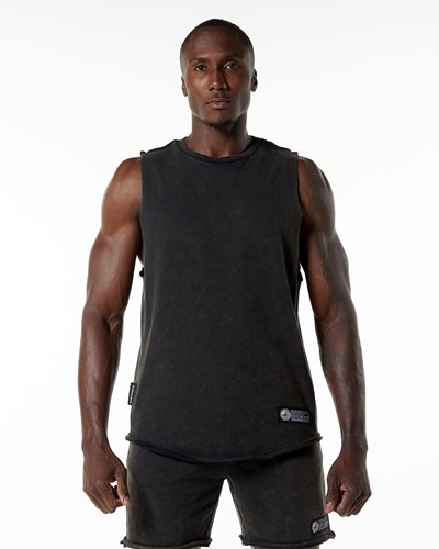 Alphalete Mid-Weight Washed Terry Cutoff Onyx | 159WUPYGH