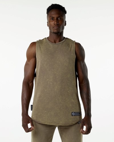 Alphalete Mid-Weight Washed Terry Cutoff Smokey Quartz | 371QORUEM
