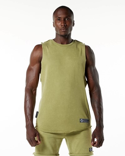 Alphalete Mid-Weight Washed Terry Cutoff Vihreä | 385WFDPBA
