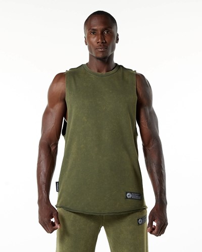 Alphalete Mid-Weight Washed Terry Cutoff Vihreä | 409SHYINV