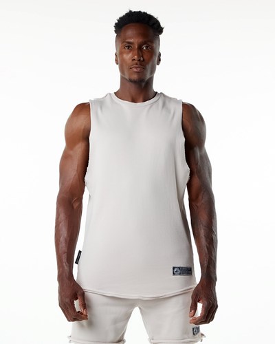 Alphalete Mid-Weight Washed Terry Cutoff Moonstone | 549MIVNGO