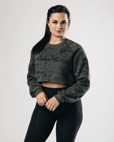 Alphalete Oversized Fleece Cropped Villa Vihreä | 243SJXTRC