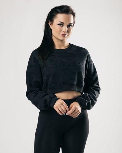Alphalete Oversized Fleece Cropped Villa Darkest Hour | 682JEHMUR