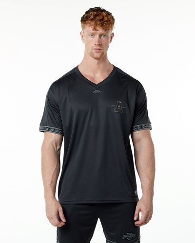 Alphalete Oversized Lyhyt Sleeve Jersey Mustat | 643SVZQGN