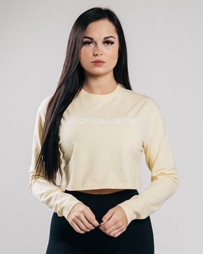 Alphalete Oversized Performance Long Sleeve Crop Sea Salt | 064DMYLWP