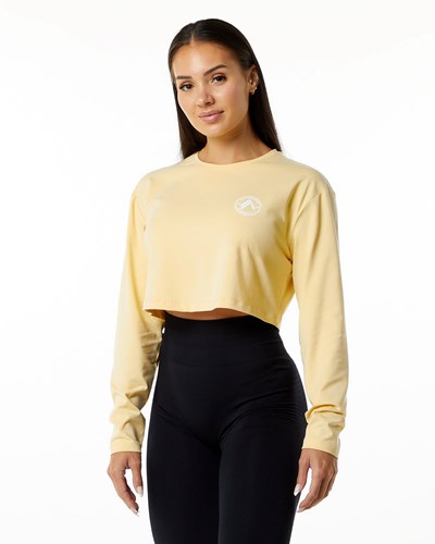 Alphalete Oversized Performance Long Sleeve Crop Daffodil | 483IMPZNY