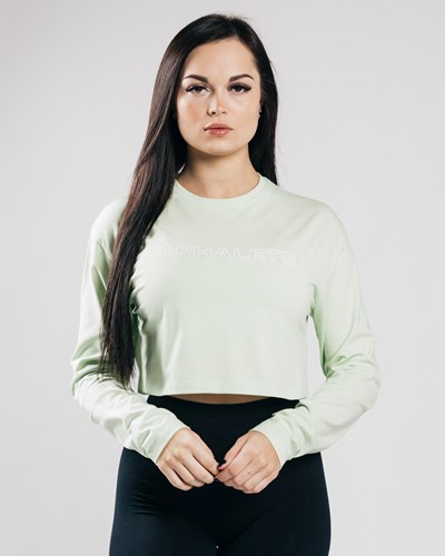 Alphalete Oversized Performance Long Sleeve Crop Frozen Spring | 795LSJORQ