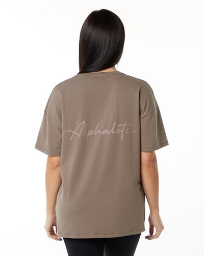 Alphalete Performance Lyhyt Sleeve Mocha | 268MUAOGD