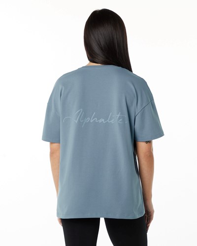 Alphalete Performance Lyhyt Sleeve Sininen | 962LYBSQO