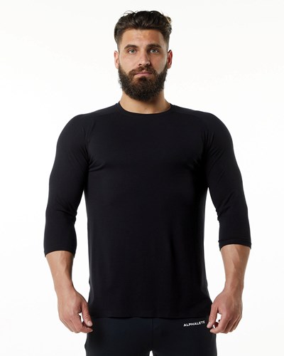 Alphalete Premium 3/4 Sleeve Tee Mustat | 804ABPJNL