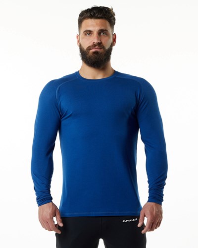 Alphalete Premium Epaulette Long Sleeve Tee Sininen | 847QUPGZA
