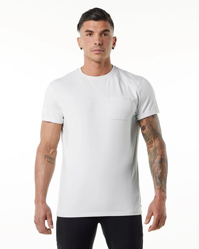 Alphalete Premium Lyhyt Sleeve Pocket Tee Valkoinen | 327IJMRVS