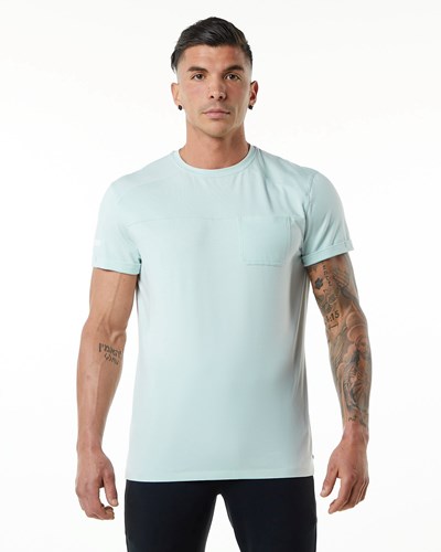 Alphalete Premium Lyhyt Sleeve Pocket Tee Sininen | 975OYBQCK