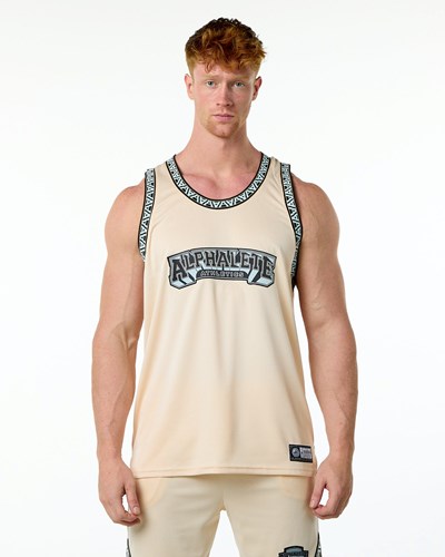Alphalete Relaxed Fit Jersey Tan | 465IXQPOU