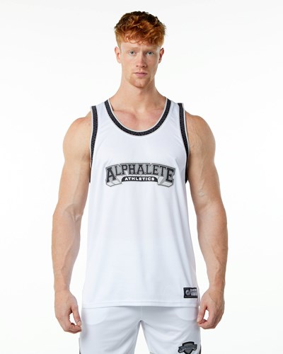 Alphalete Relaxed Fit Jersey Valkoinen | 683CWHZQR