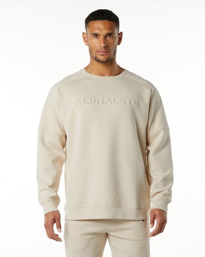 Alphalete Relaxed Interlock Knit Pullover Vanilla | 107EKYZJL