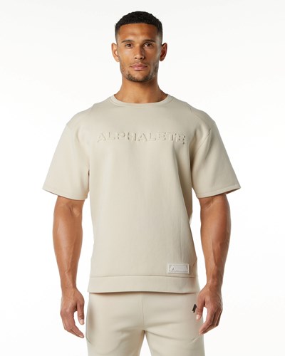 Alphalete Relaxed Interlock Knit Pullover Vanilla | 320EXIBTU